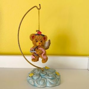 Enesco Cherished Teddies Cupid Angel Bear Figurine Mobile Hangs from Cloud Base